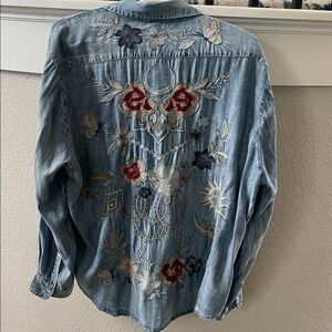 Embroidered Denim Button Down Shirt